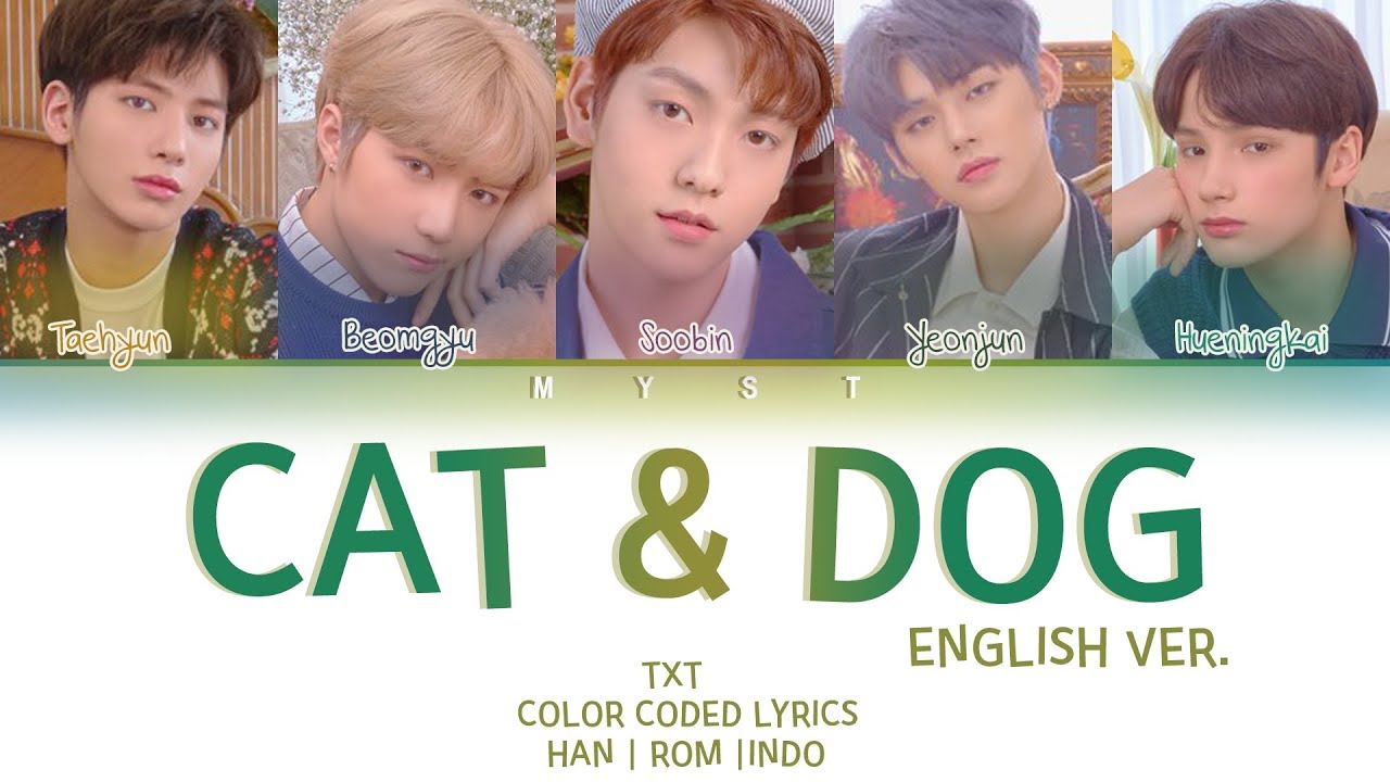 TXT (투모로우바이투게더) - Cat & Dog (English ver.) (Color Coded Lyrics Indo/Eng