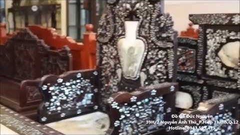 Bàn Ghế Xưa - Vách Lục Bình Khảm Ốc Xà Cừ Mặt Đá Đẹp