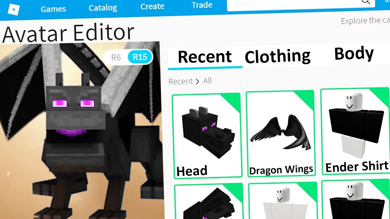 Making Minecraft Ender Dragon A Roblox Account Youtube - roblox siren head skin shirt