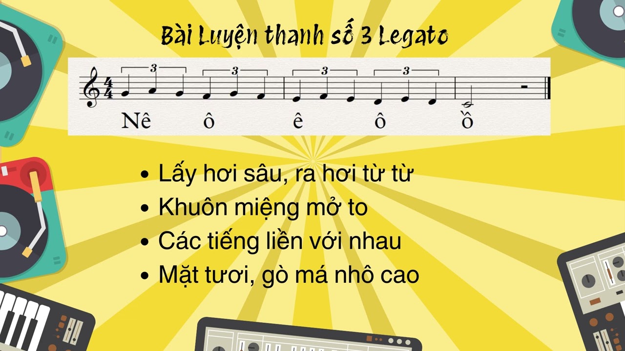 Bài luyện thanh 3 Legato - Luyện thanh cho giọng Nam Nữ trung người Việt Nam