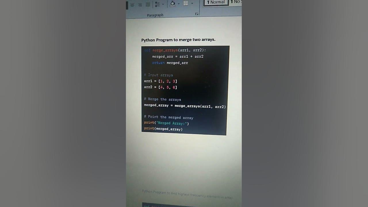 Python program to merge two arrays - YouTube