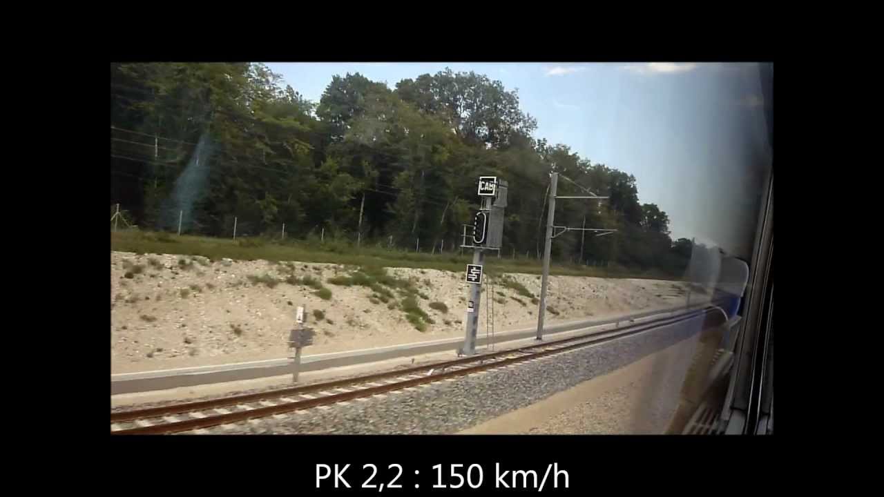marche d'essai retour à 355 km/h (vue extérieure) - LGV Rhin-Rhône - Août 2011