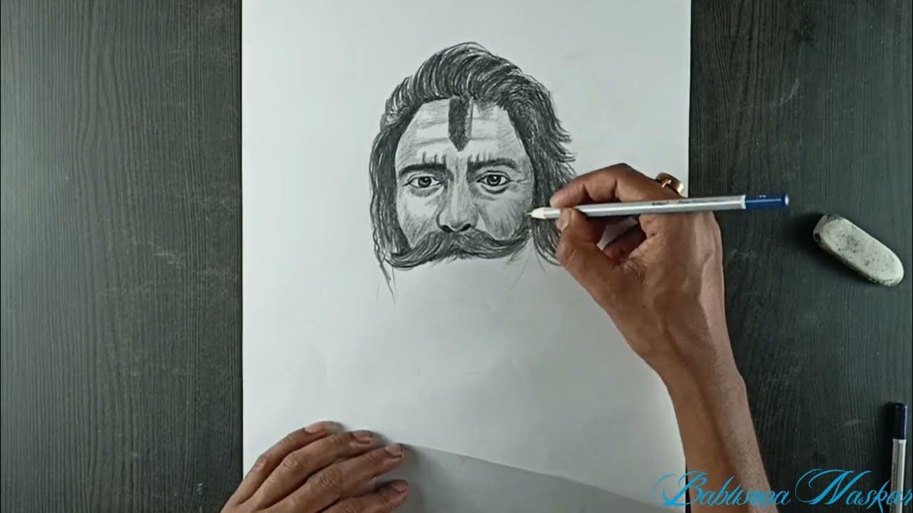 How to draw Rishi Muni easily by pen//Drawing Sadhu//How to draw Rishi