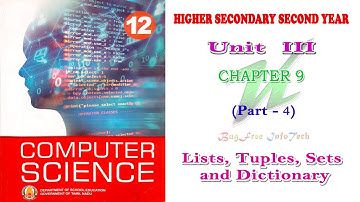 Chapter 9 (Part 4) | List, Tuples, Sets and Dictionary| Tamilnadu board 12th computer science