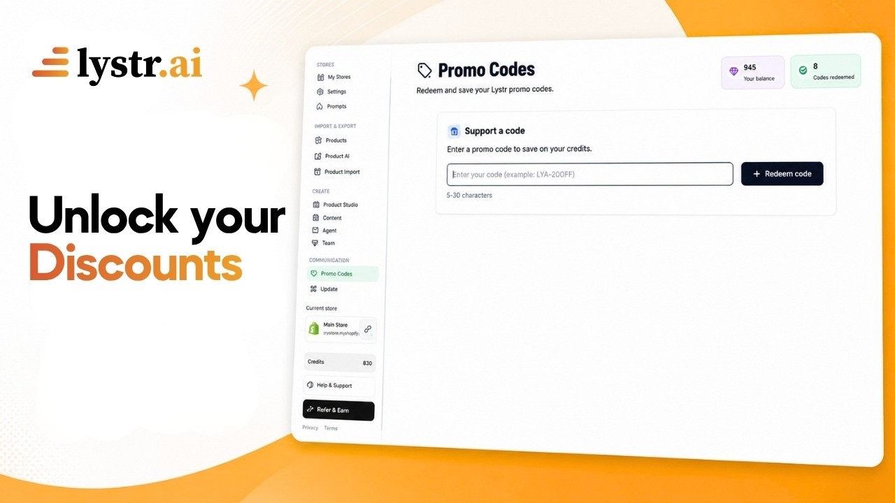 How to Use Promo Codes & Track Updates in Lystr.ai