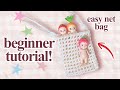 how to crochet an easy mini net bag for absolute beginners ☁️ | step-by-step tutorial | no sew