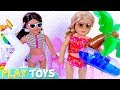 Play American girl doll Inflatable Swimming Toys! 🎀