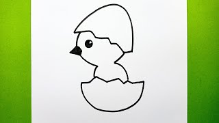 Civciv Nasıl Çizilir, Adım Adım Kolay Yoldan Sevimli Bir Civciv Çizimi, Easy Cute Chick Drawing