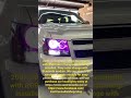 2007-2013 Chevy Tahoe Headlights with RGB Color Changing Halo Rings installed.