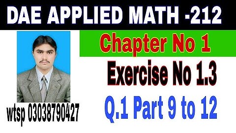DAE Math 212|| 2nd year || Applied Mathematics- 212||Chapter 1  ||Exercise 1.3|| Question 1 Part 2