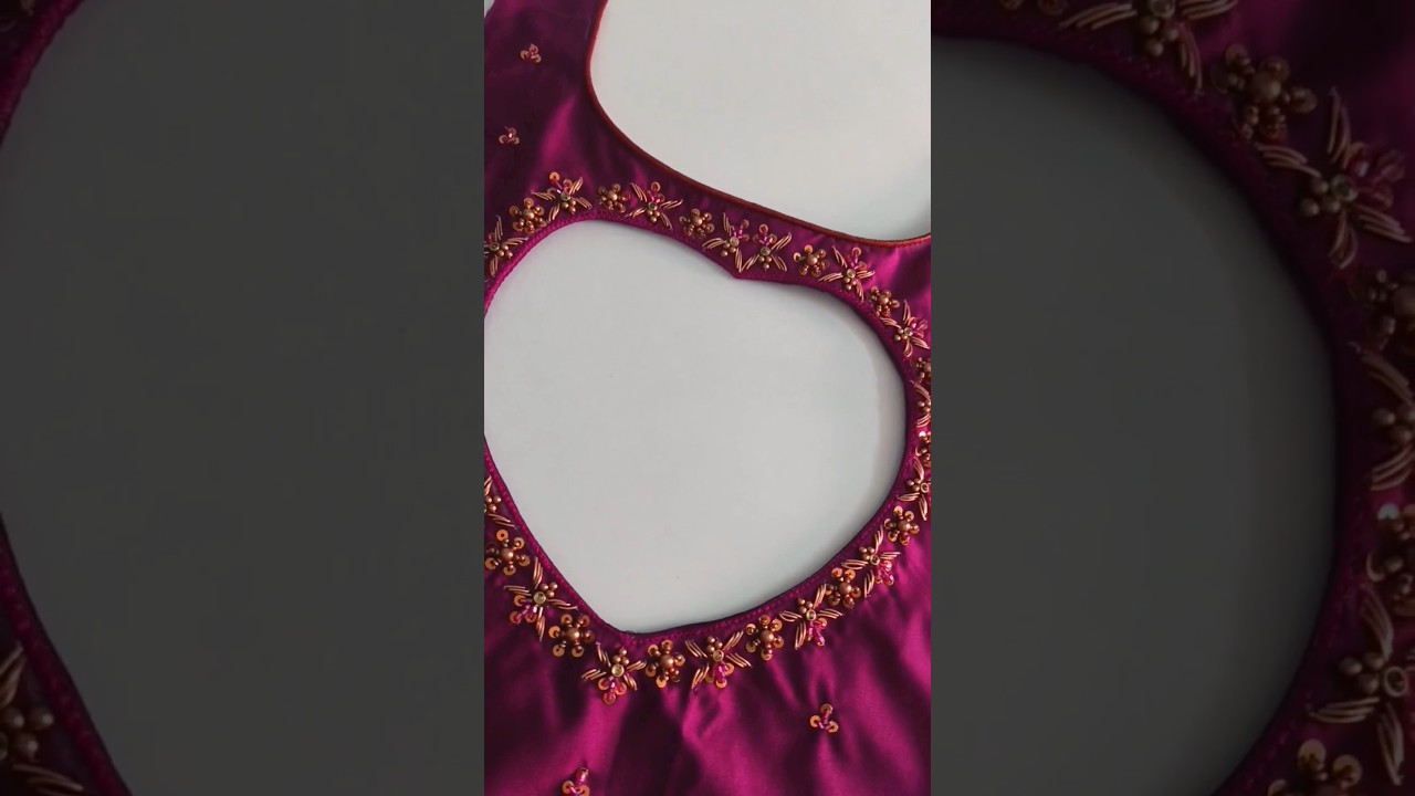 aari work blouse stitching || boat neck blouse stitching || heart shape blouse design