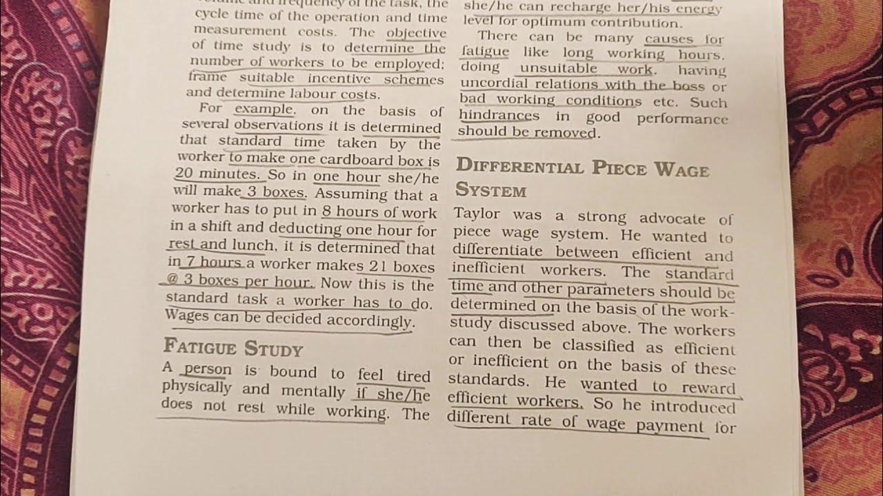 differential piece wage system ncert techniques of scientific