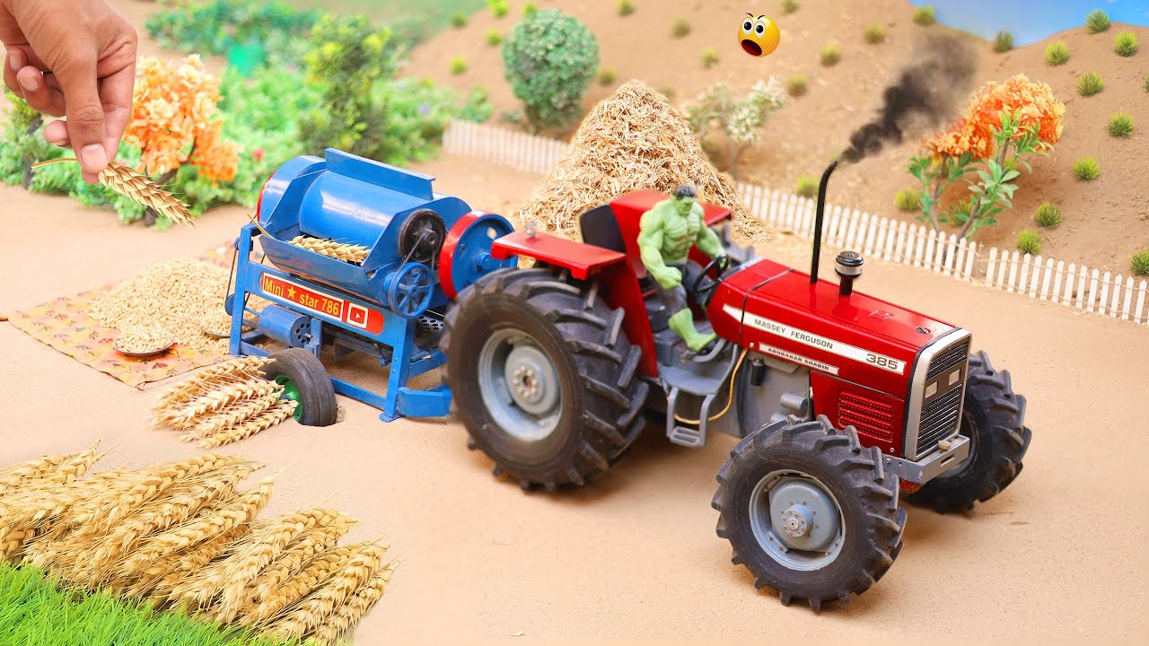 top most creative science projects | mini tractor is threshing wheat by thresher machine | video 7
