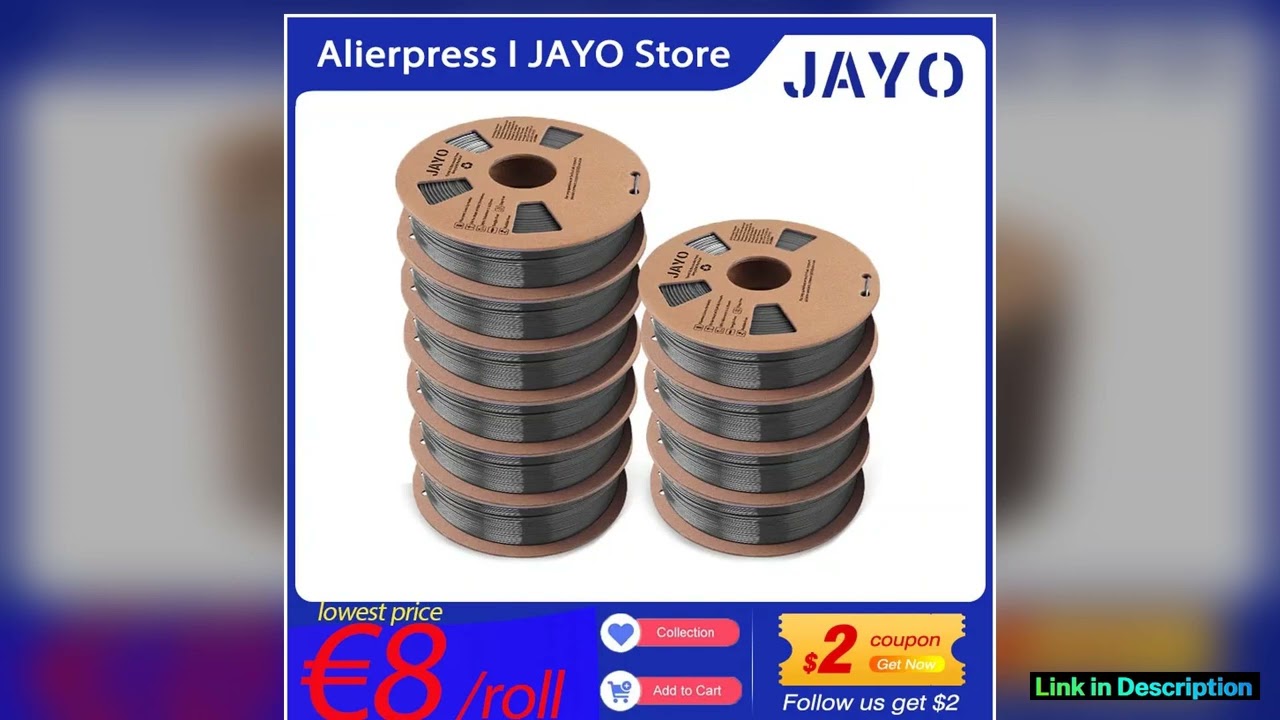 JAYO PLA MetaPETGSILKPLA PLUSABSTPU Filament 3D Printer 175mm 10Rolls for FDM 100No bubbel 3D Print