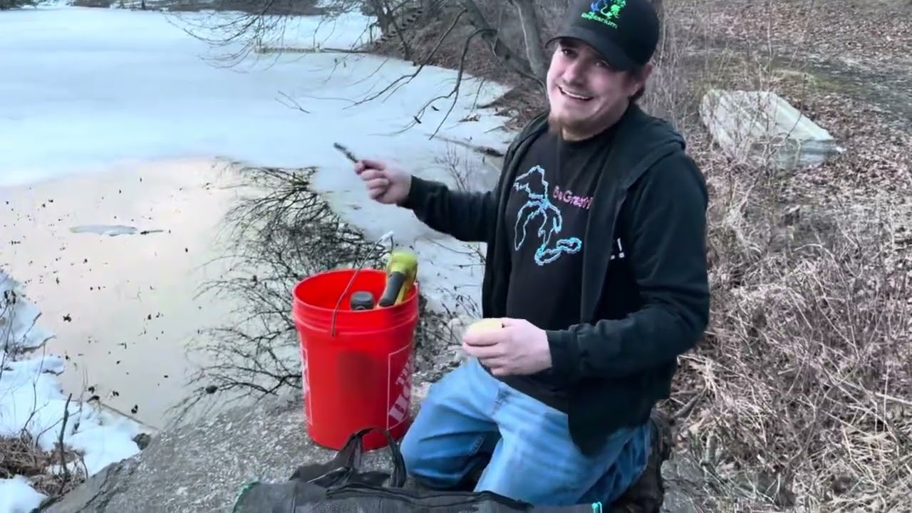 Mudpuppy trapping-Fell through the ice!