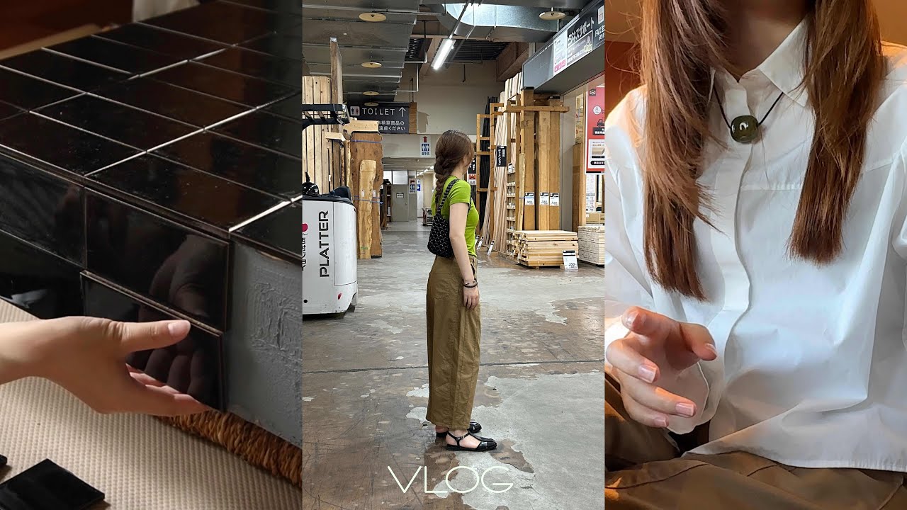 [VLOG]部屋のアップデート_ タイル貼りの収納棚作り/そばガレット/雑貨屋めぐり/模様替