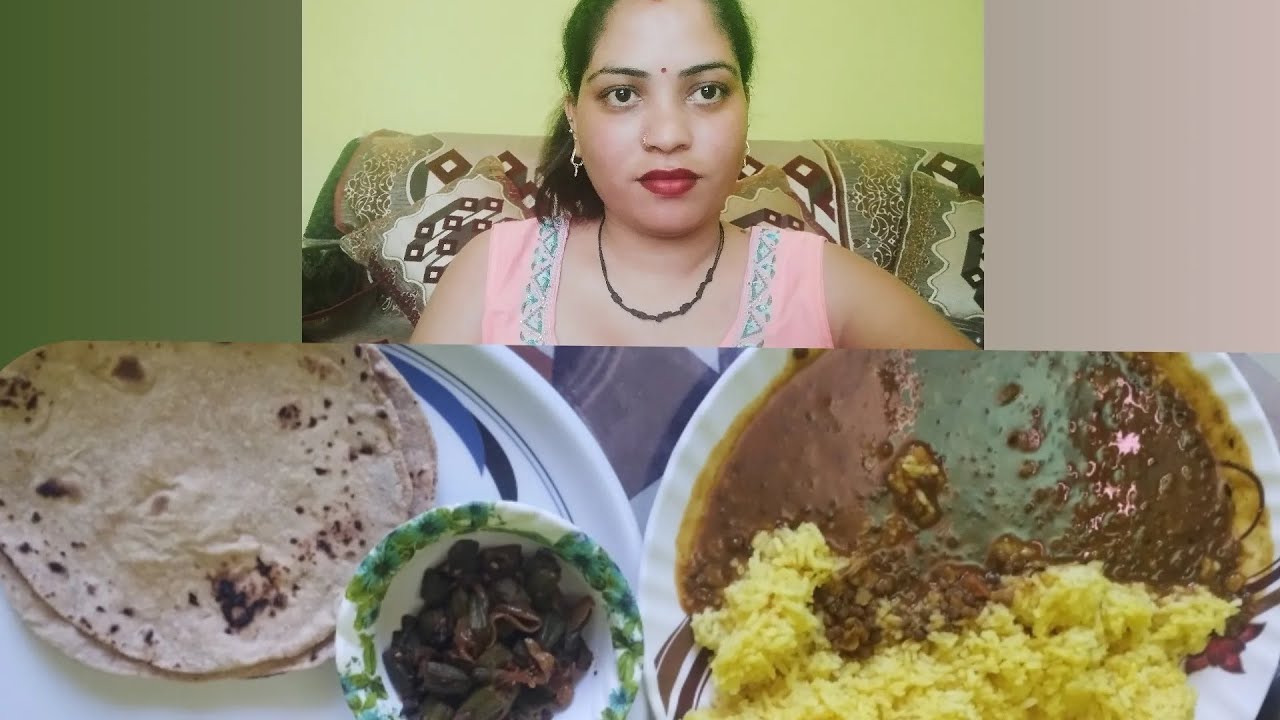 spicy dal chaval roti with khatal , bhindi ki sabji🥰 - YouTube
