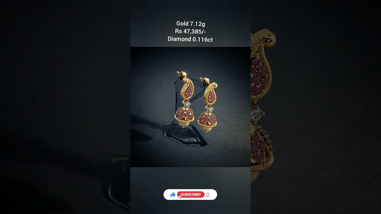 Diamond hanging earrings with weight and price 