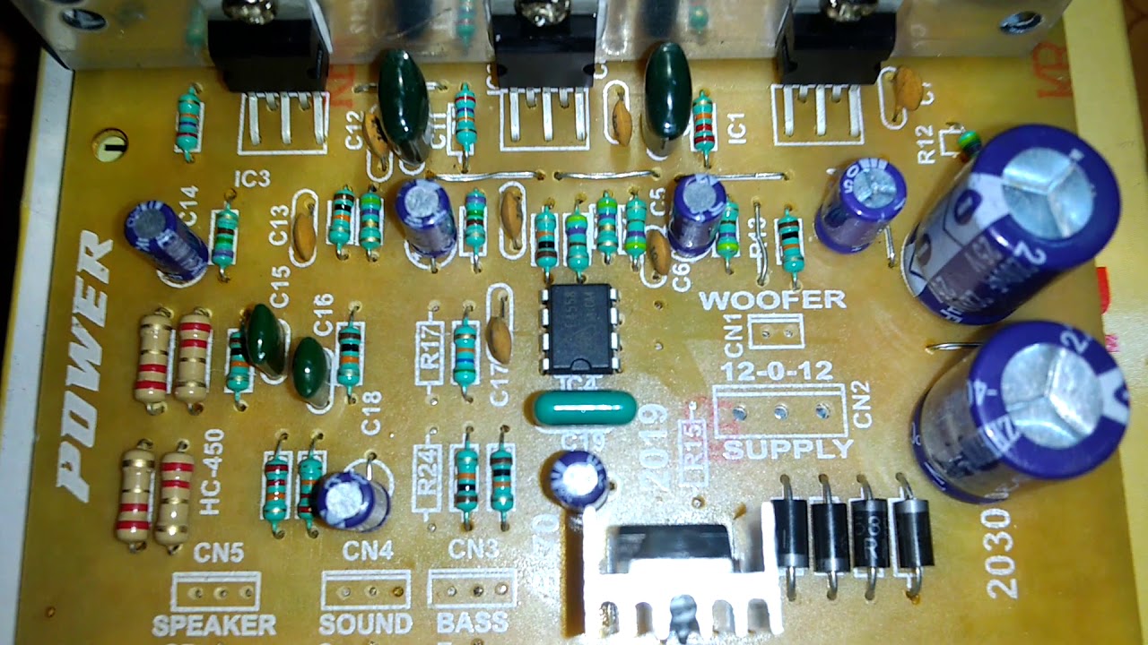 2.1 home theater audio board with 4558 Bass Booster ic YouTube