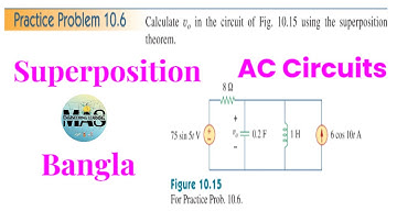 Fundamentals of Electric Circuits-Alexander & Sadiku || Practice Problem 10.6 || Superposition
