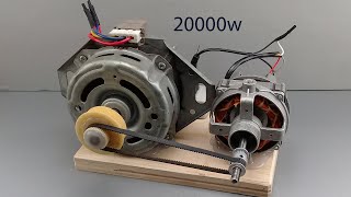 I turn Washing Machine Motor into 220v Free Electric Generator Use Fan Motor