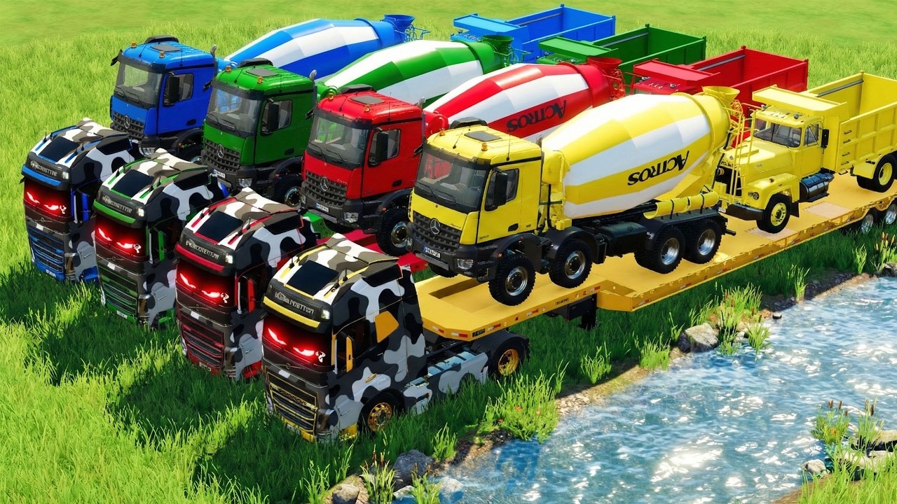 DACIA COLORFULL - автобетоносмеситель с двухсекционным бортовым прицепом, Volvo, Mercedes, Tatra.