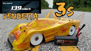 Arrma Vendetta 3s 139mph #vendetta3schallenge onyx 9350lhb pack