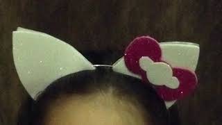 طريقه عمل طوق كيتى للحفلات رووعه?How to make Hello kity hairband easily