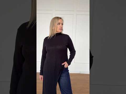 Лонгслив жіночий асиметричний чорний з ангори р  48 до 60, видео 1