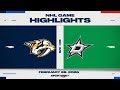 NHL Highlights | Predators vs. Stars - February 28, 2026