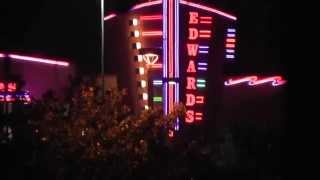 edwards cinemas movie theatre at night from my house neon lights
