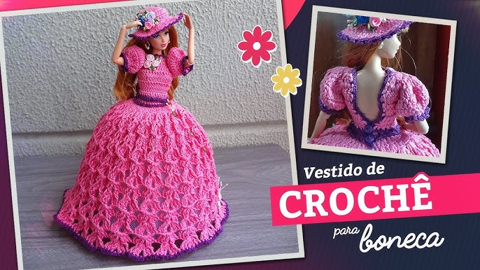 Vestido Adeline  Coisas de barbie, Roupas de crochê para bonecas, Molde  para roupa de boneca