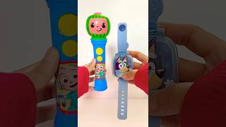 Fun Learning Bluey watch &amp; Cocomelon microphone! #shortsfeed #cute #phone #unboxing #asmr #peppa