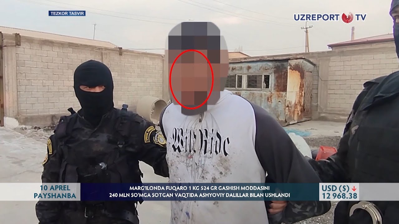 Marg‘ilonda fuqaro 1 kg 524 gr gashish moddasini 240 mln so‘mga sotgan vaqtida ushlandi