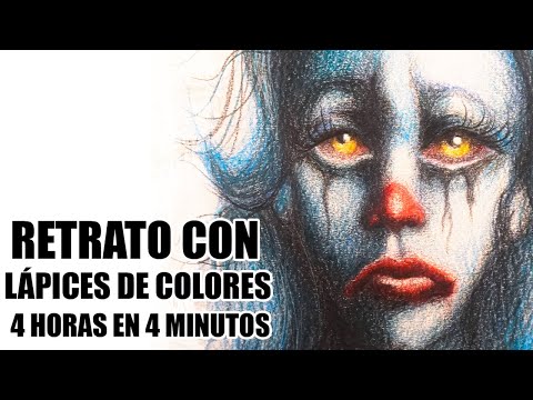 Retrato con lápices de colores / 4 horas en 4 minutos