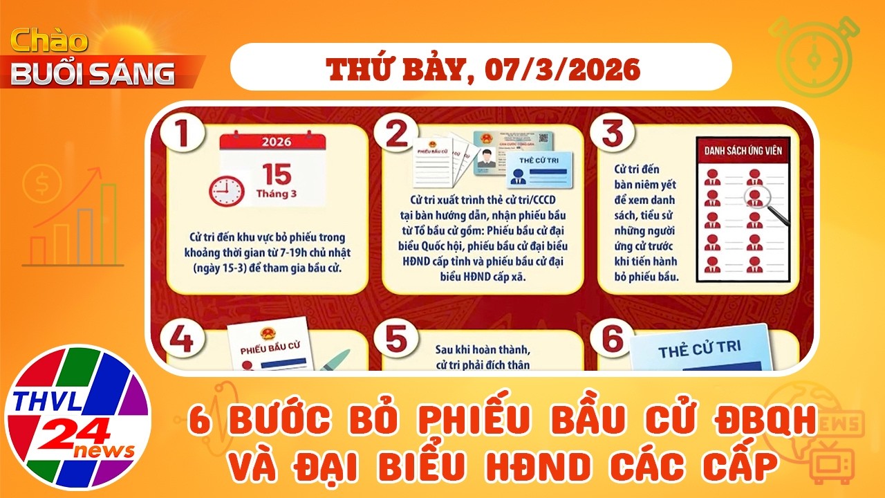 Chào buổi sáng (07/3/2026): 6 bước bỏ phiếu bầu cử ĐBQH và đại biểu HĐND các cấp