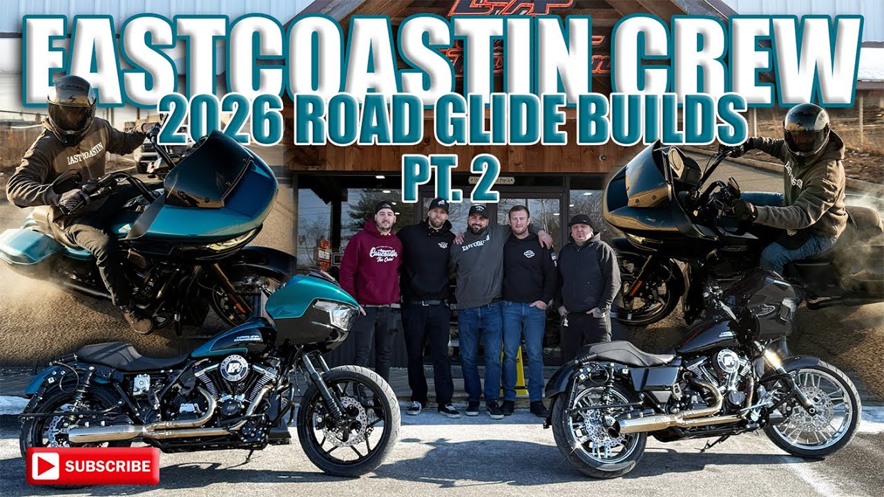 Behind the Scenes トレインスポッティング XL Renton TURNING 2026 ROAD GLIDES INTO STUNT READY BAGGERS (PT.2) - YouTube