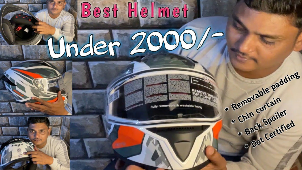 Moto vlogger Helmet under 2000 / Vega Bolt Rapid / Removable padding
