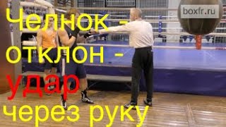 Бокс: челнок - отклон - удар через руку Бокс: челнок - отклон - удар через руку