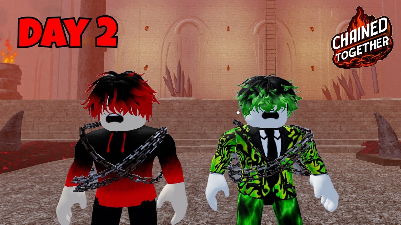 Roblox Chained Together with my brother Day 2