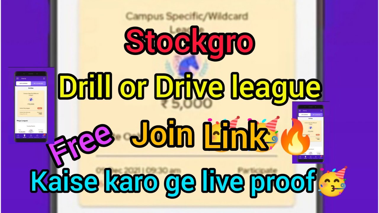 Stockgro Drill or Drive league join link🥳Free 🔥kaise karoge 😉live proof💰🥳paid league join link 🔥❤