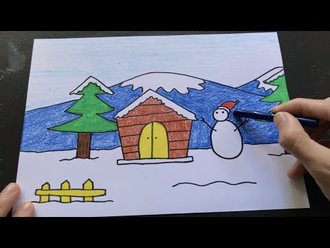 Cách vẽ tranh phong cảnh mùa đông GIÁNG SINH