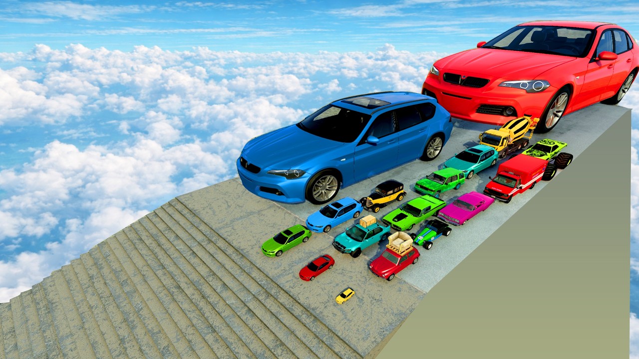 🪜🔥 BIG & SMALL CARS vs STAIRS #6 💥 – BeamNG.drive Extreme Crash Challenge | Impala BeamNG