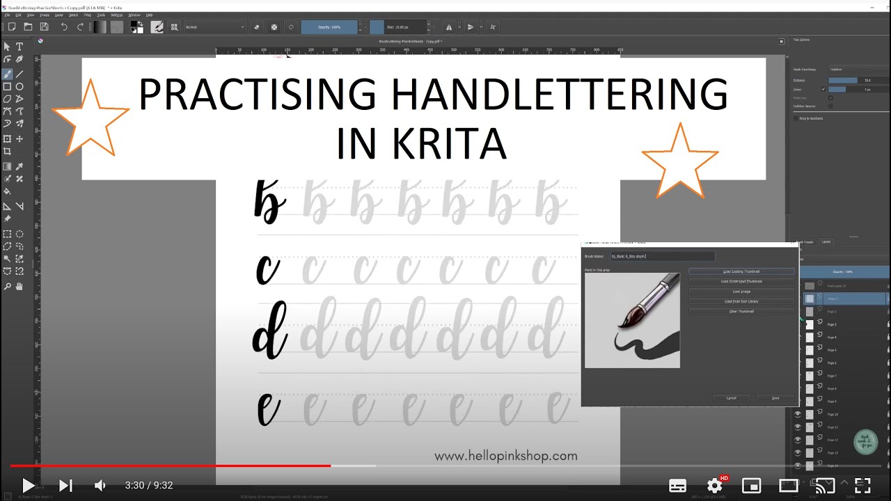 How to practise Digital Handlettring in Krita using a tablet