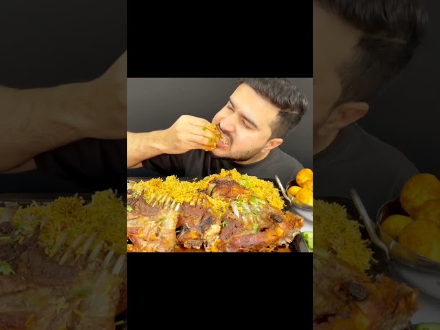 ASMR EATING SPICY 🔥🥵 MUTTON RIBS BIRIYANI #mukbang #asmreating #food #muttonchops #ytshorts