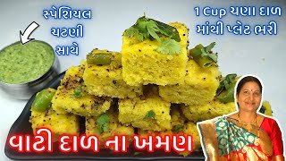 સુરતી ખમણ/વાટી દાળના ખમણ : 1 Cup ચણા દાળ માંથી પ્લેટ ભરી ખમણ અને સાથે સ્પેશિયલ ચટણી/Vati Daal Khman screenshot 4