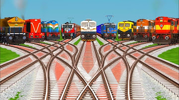 Indian Railways High Speed Train Crossing | By Bumpy Branched Railroad Tracks | train simulator game