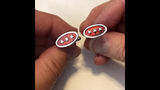 Men's Cufflinks Three Star General Red Enamel Fill Silver Platting Cuff Links#cufflinks #giftsfordad