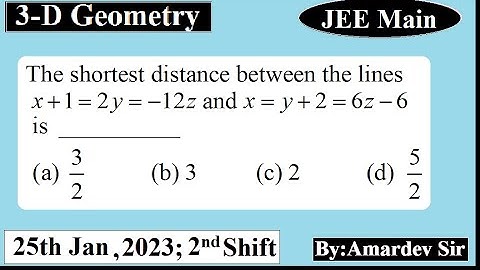 The Shortest distance between the lines x+1=2y=-12z and x=y+2=6z-6 is _____
