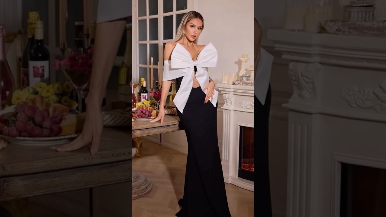 Off Shoulder Giant Bow Sculptural Mermaid Maxi Dress